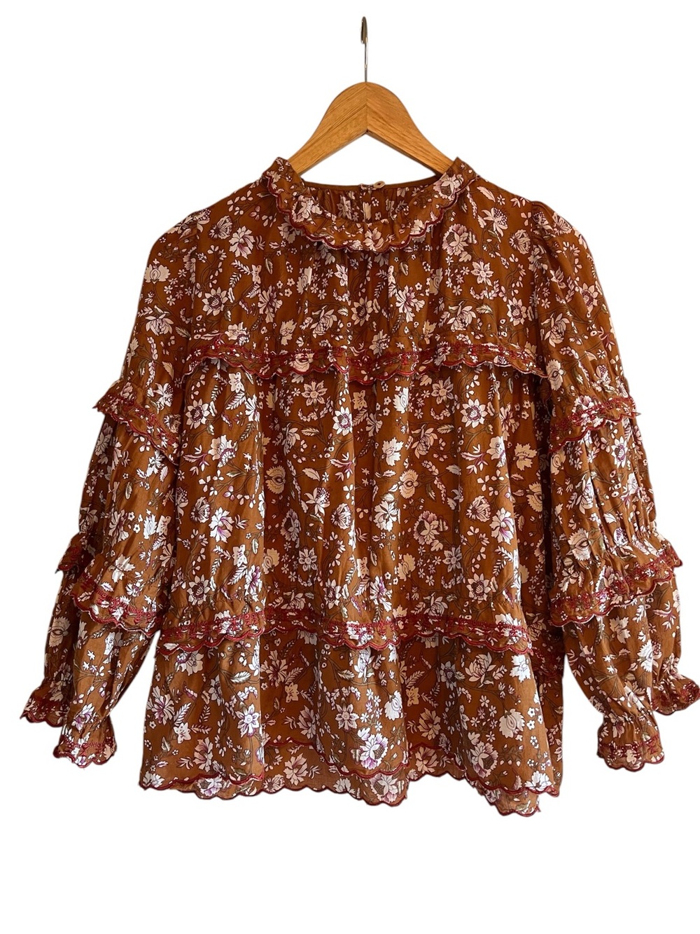 Isabel Marant floral ruffled cotton peasant blouse size 34 excellent condition